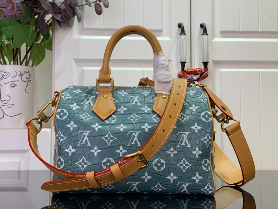 루이비통 P9 스피디 반둘리에 25 M24443 251515cm 악어무늬 흑녹색2.jpg