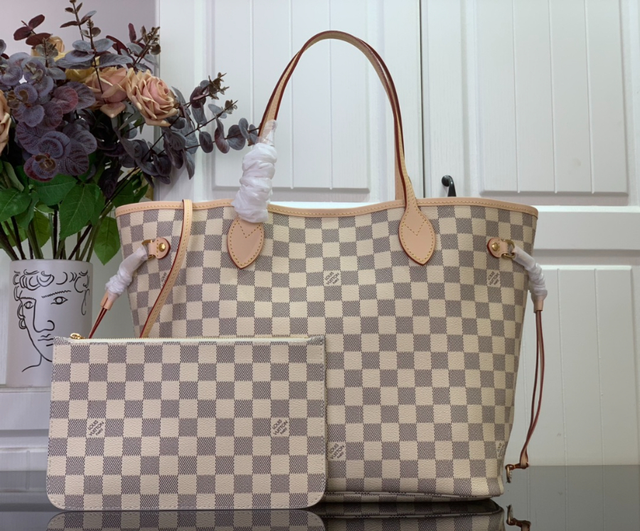 루이비통 네버풀 미디엄 N40604 281431cm 다미에 화이트 베이지1.jpg